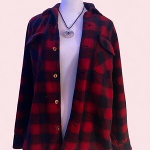 Pendleton Red & Blue Plaid Wool Flannel